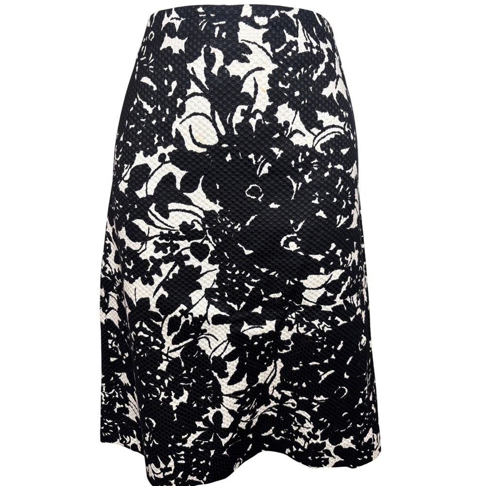Talbots Womens Black White Floral Jacquard Pencil Skirt Sz 8 Classic Textured